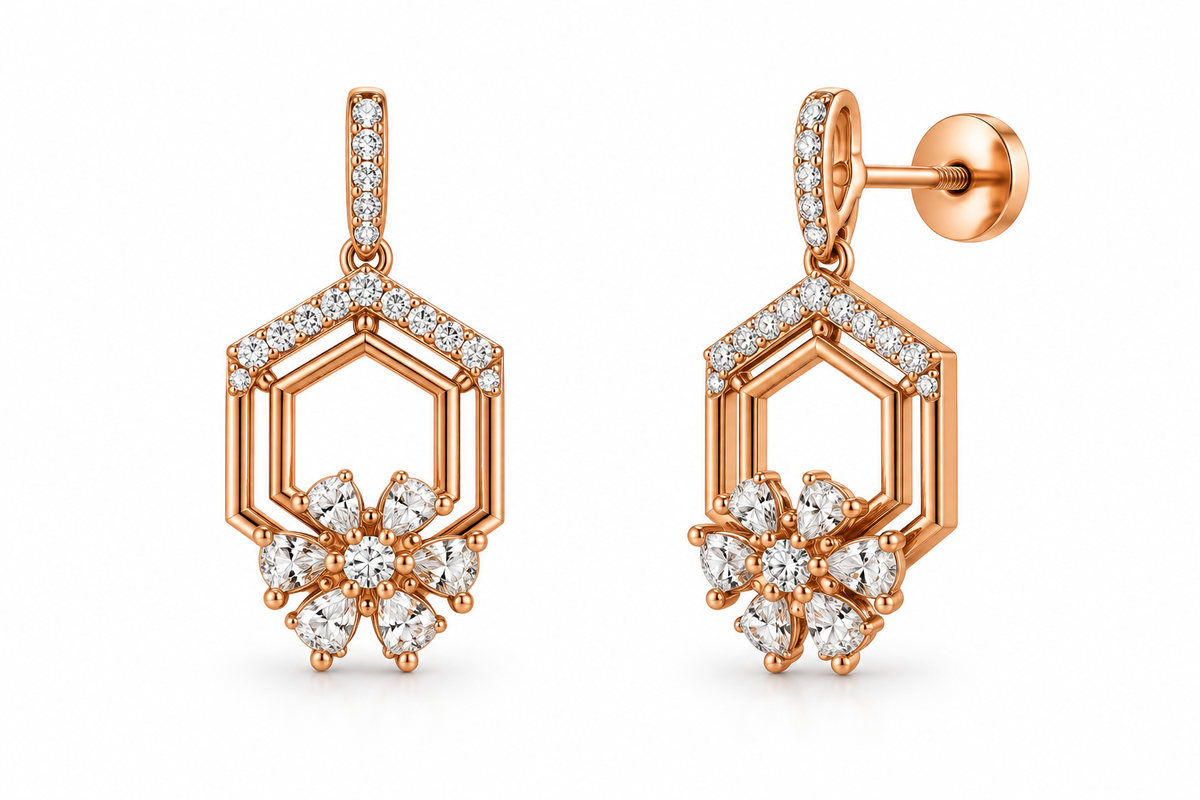 Solitaire Diamond Traditional Stud Earrings for Women in 14KT Gold