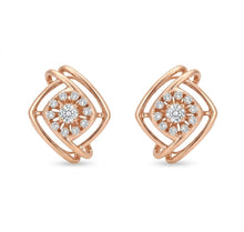 Diamond-Studded Gold Geometric Stud Earrings for Women in 14KT Gold