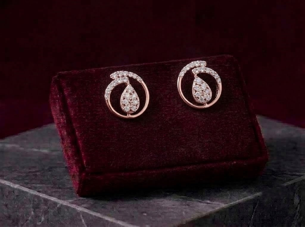 Gold & Diamond Halo Stud Earrings for Women in 14KT Gold
