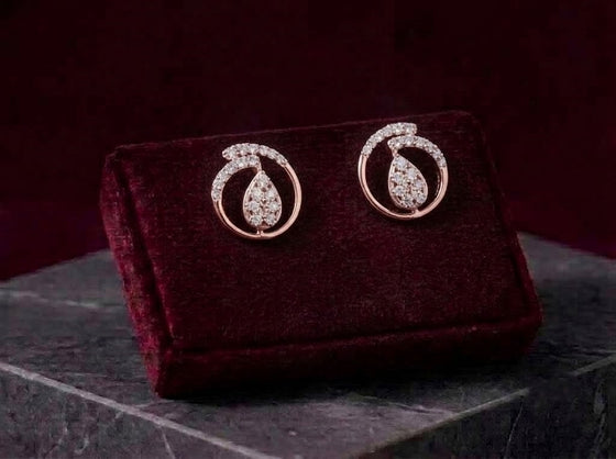 Gold & Diamond Halo Stud Earrings for Women in 14KT Gold