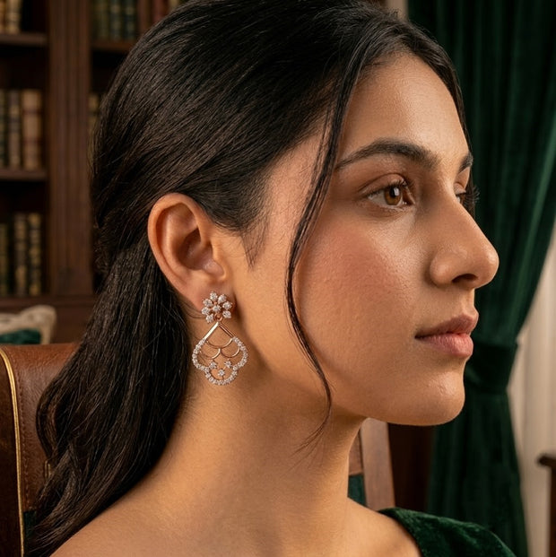Gold & Diamond Contemporary Stud Earrings for Women in 14KT Gold