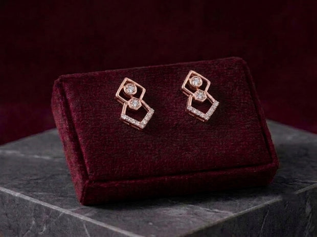 Diamond Halo Gold Party-Ready Stud Earrings for Women in 14KT Gold