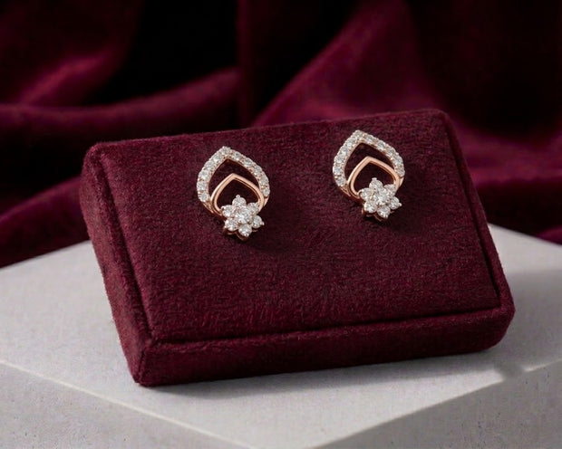 Gold & Diamond Cluster Stud Earrings for Women in 14KT Gold