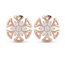 Sparkling Diamond Temple-Inspired Stud Earrings for Women in 14KT Gold