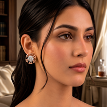 Sparkling Diamond Temple-Inspired Stud Earrings for Women in 14KT Gold