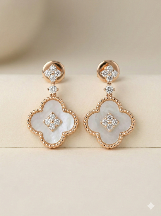 The Luminous Clover Mother of Pearl Drop Earrings