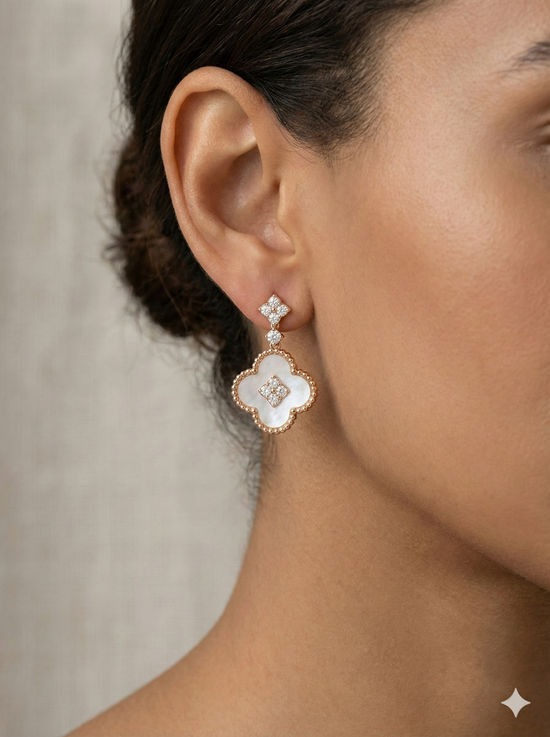 The Luminous Clover Mother of Pearl Drop Earrings