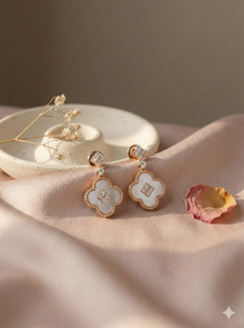 The Luminous Clover Mother of Pearl Drop Earrings