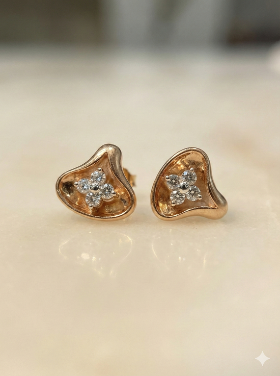 The Sculpted Petal Diamond Stud Earrings
