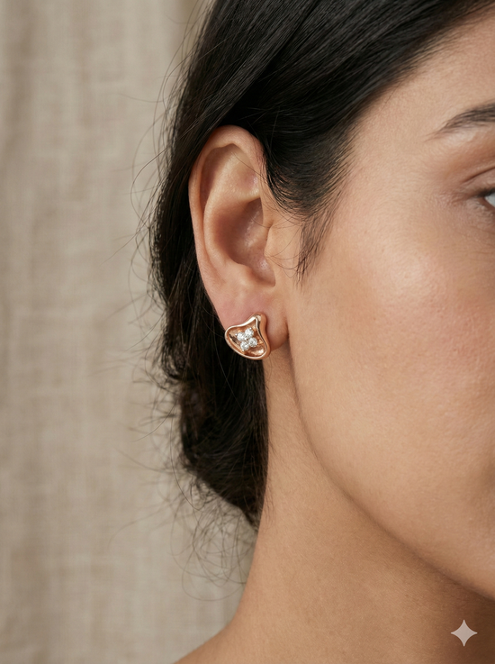 The Sculpted Petal Diamond Stud Earrings
