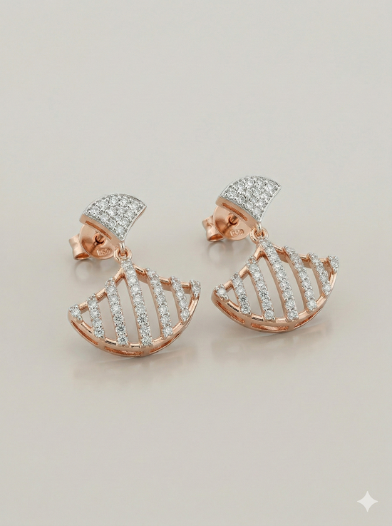 The Art Deco Fan Two-Tone Diamond Earrings