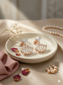 The Art Deco Fan Two-Tone Diamond Earrings