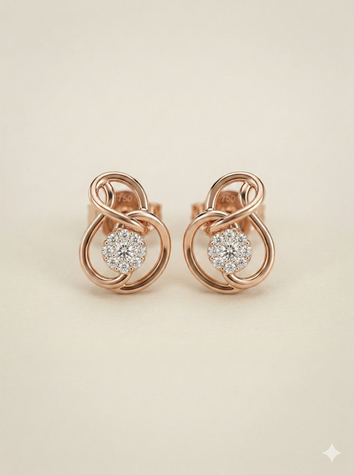 The Eternal Knot Diamond Stud Earrings