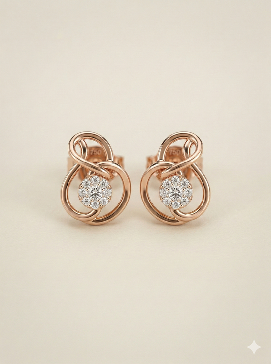 The Eternal Knot Diamond Stud Earrings