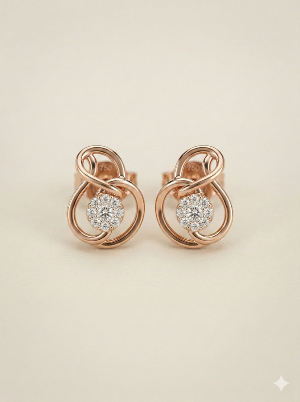 The Eternal Knot Diamond Stud Earrings