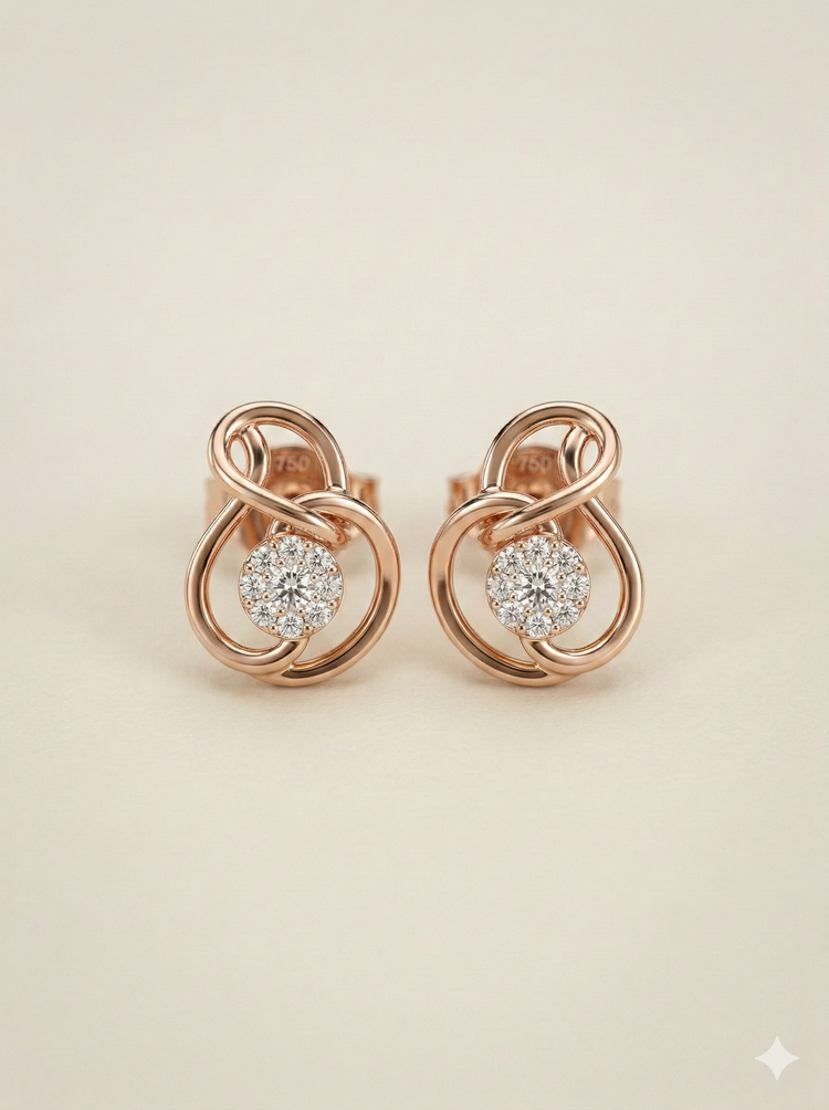 The Eternal Knot Diamond Stud Earrings