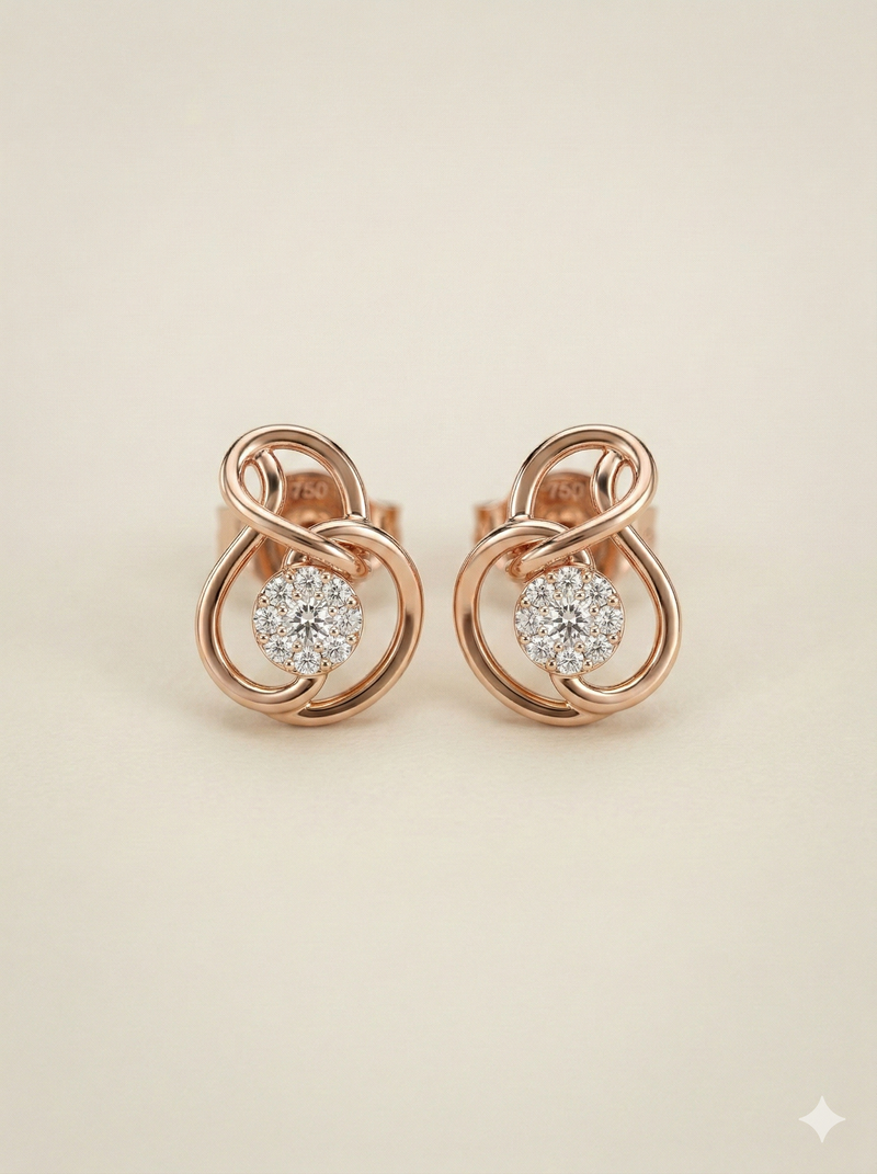 The Eternal Knot Diamond Stud Earrings