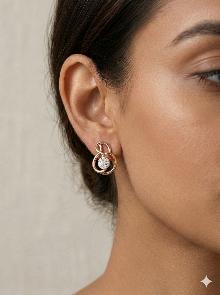 The Eternal Knot Diamond Stud Earrings