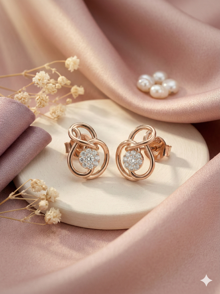 The Eternal Knot Diamond Stud Earrings