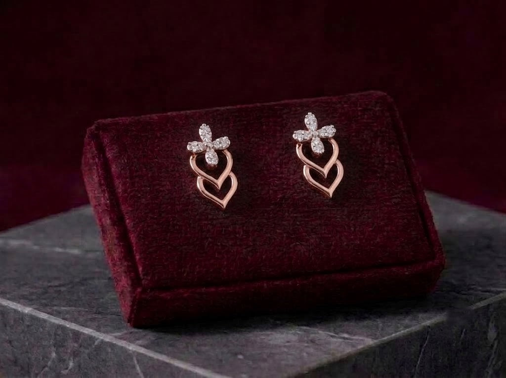 Sparkling Diamond Cluster Stud Earrings for Women in 14KT Gold