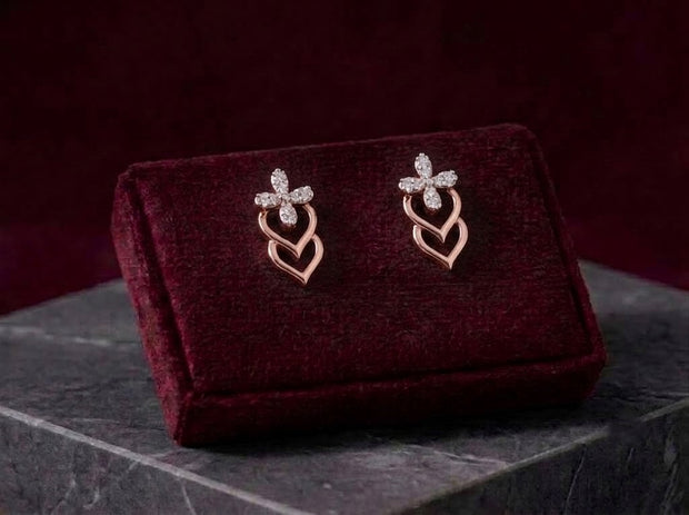 Sparkling Diamond Cluster Stud Earrings for Women in 14KT Gold