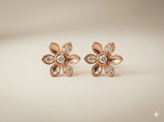 The Rose Gold Daisy Diamond Stud Earrings