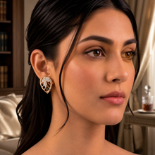 Diamond Halo Gold Layered Stud Earrings for Women in 14KT Gold