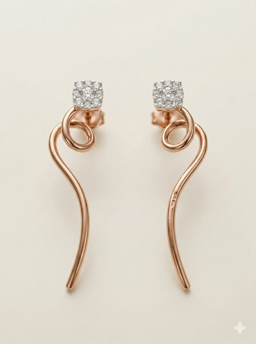 The Elegant Swirl Drop Diamond Earrings
