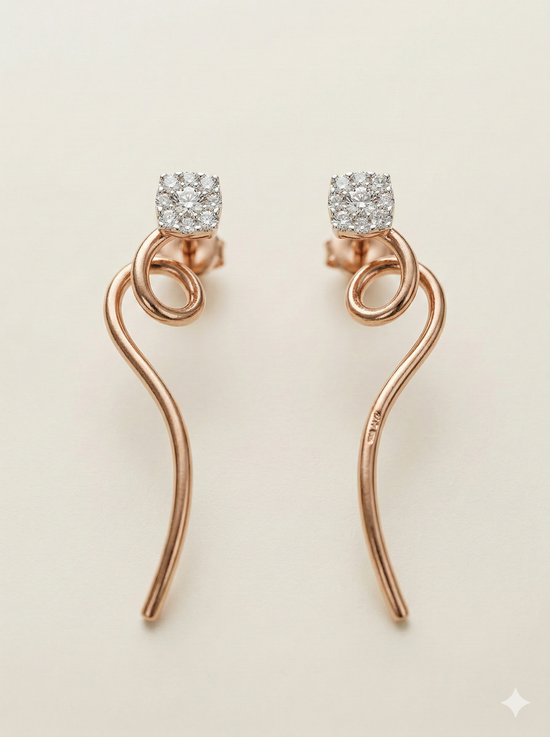 The Elegant Swirl Drop Diamond Earrings