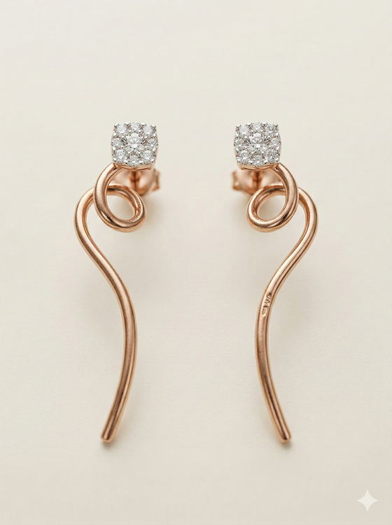 The Elegant Swirl Drop Diamond Earrings