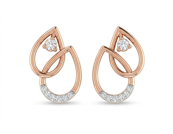 Diamond-Studded Gold Halo Stud Earrings for Women in 14KT Gold