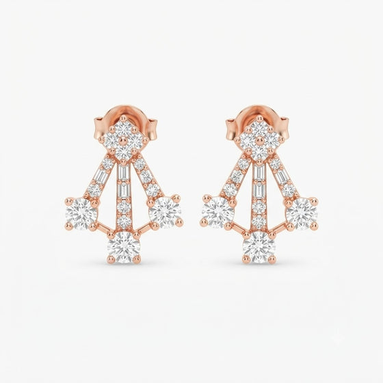 Solitaire Diamond Statement Stud Earrings for Women in 14KT Gold