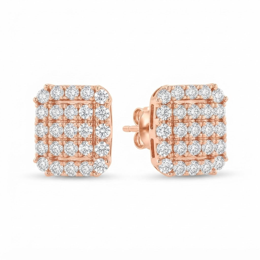 Sparkling Diamond Minimalist Stud Earrings for Women in 14KT Gold