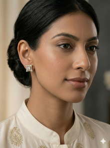 The Regal Square Halo Diamond Stud Earrings