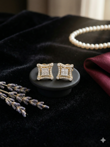 The Regal Square Halo Diamond Stud Earrings