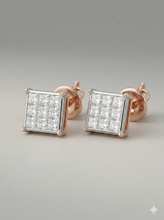 The Brilliant Square Diamond Stud Earrings