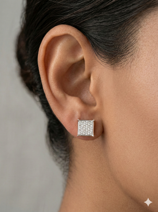 The Brilliant Square Diamond Stud Earrings