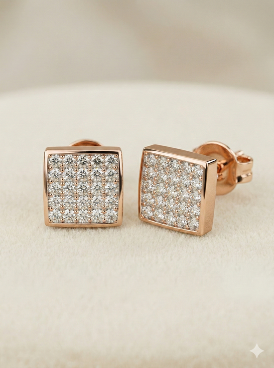 The Modern Pave Square Rose Gold Diamond Tops