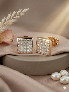 The Modern Pave Square Rose Gold Diamond Tops