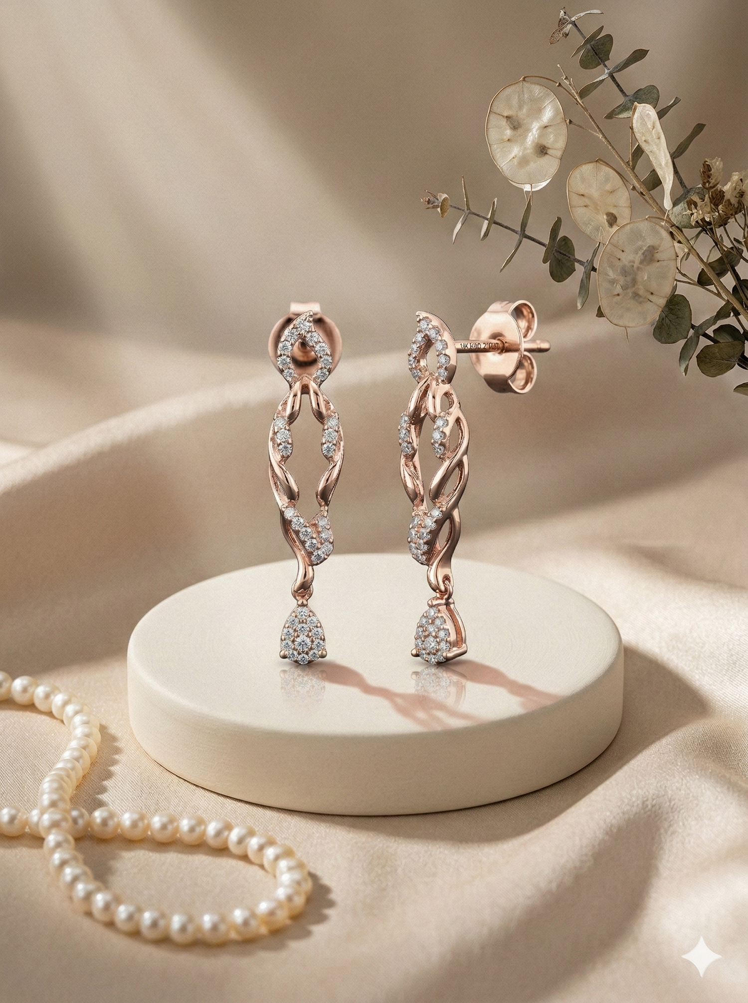 The Twining Vine Diamond Drop Earrings