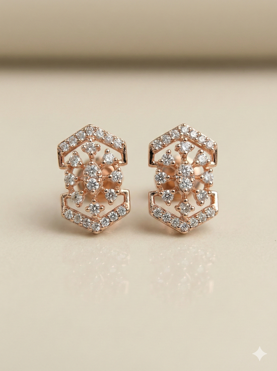 The Rose Gold Geometric Lace Diamond Tops