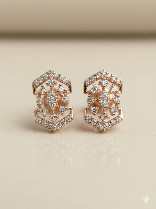The Rose Gold Geometric Lace Diamond Tops
