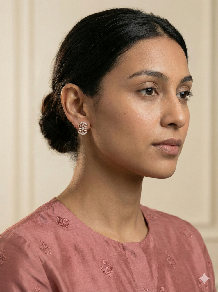 The Rose Gold Geometric Lace Diamond Tops