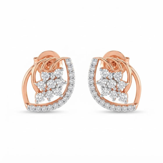 Diamond-Studded Gold Party-Ready Stud Earrings for Women in 14KT Gold
