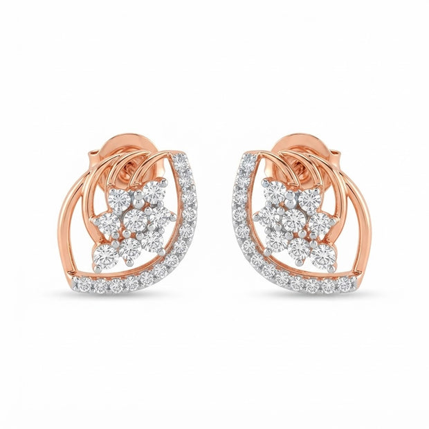 Diamond-Studded Gold Party-Ready Stud Earrings for Women in 14KT Gold