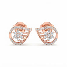 Diamond-Accented Gold Chandbali-Style Stud Earrings for Women in 14KT Gold