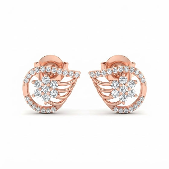 Diamond-Accented Gold Chandbali-Style Stud Earrings for Women in 14KT Gold