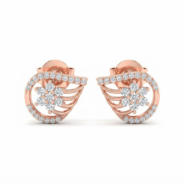 Diamond-Accented Gold Chandbali-Style Stud Earrings for Women in 14KT Gold