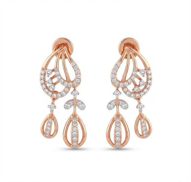 Gold & Diamond Minimalist Stud Earrings for Women in 14KT Gold
