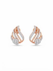 Gold & Diamond Contemporary Stud Earrings for Women in 14KT Gold